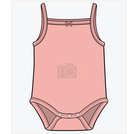 Illustration for PINK BODYSUIT WITH CUTE BOW DETAIL FOR BABY GIRLS AND TODDLER GIRLS IN EDITABLE VECTOR FILE - Royalty Free Image