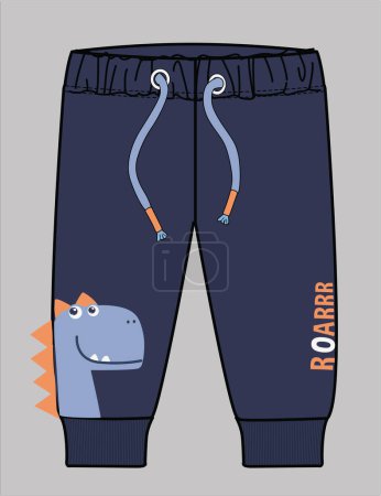 Illustration for TODDLER AND BABY BOYS SWEAT PANTS WITH DINO GRAPHIC - Royalty Free Image