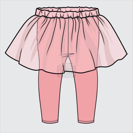 Illustration for LEGGINGS WITH ATTACHED SKIRT FOR BABY GIRLS - Royalty Free Image