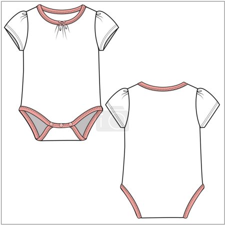Téléchargez les illustrations : Croquis plat d'une chemise pour bébé. illustration vectorielle - en licence libre de droit