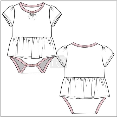 Illustration for Flat sketch of a baby shirt. vector illustration - Royalty Free Image