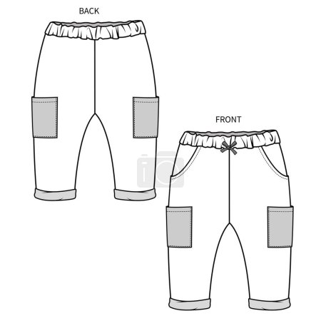 Illustration for Kids pants template. front and back. vector illustration - Royalty Free Image