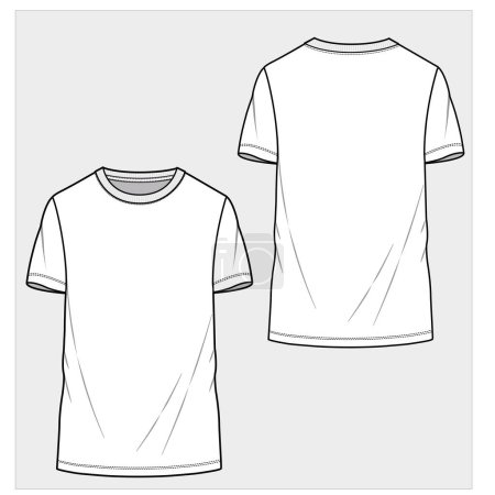 Téléchargez les illustrations : Modèle de t-shirt blanc. modèle vectoriel - en licence libre de droit