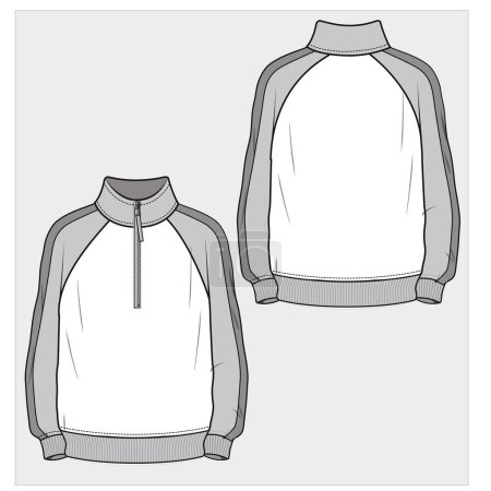 Illustration for Long sleeve sweater. fashion vector illustration. back and front view - Royalty Free Image