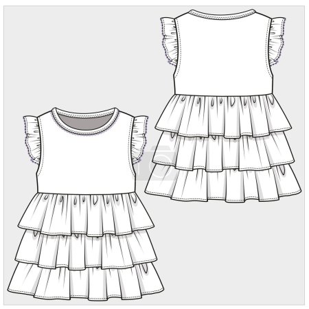 Illustration for Cute dress for baby girl. vector illustration. back and front - Royalty Free Image