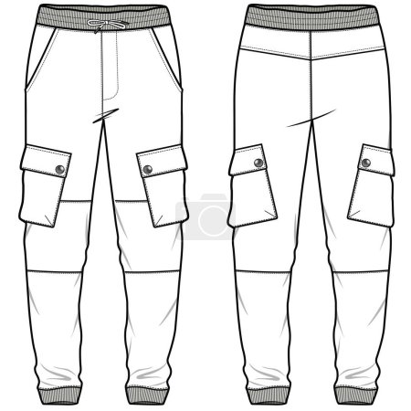 Téléchargez les illustrations : Modèle de conception vectorielle pantalon jogger. - en licence libre de droit