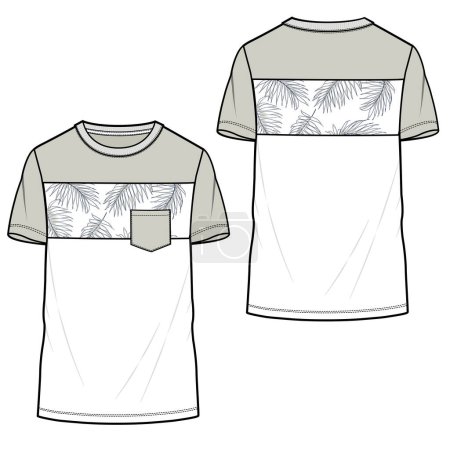 Téléchargez les illustrations : T - modèle de chemise, dos et devant. illustration vectorielle - en licence libre de droit