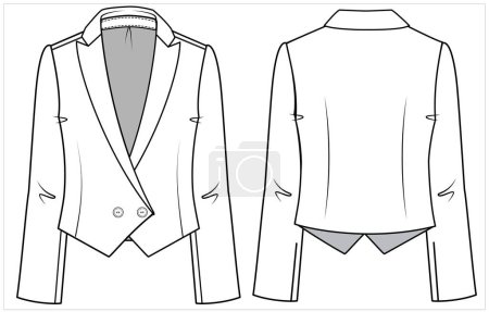 Ilustración de Mujer chaqueta plana vector ilustración, vista frontal y posterior - Imagen libre de derechos