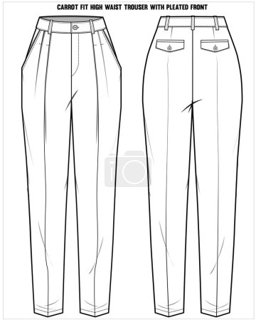 Illustration for Fashion template sketch of womens pants - Royalty Free Image