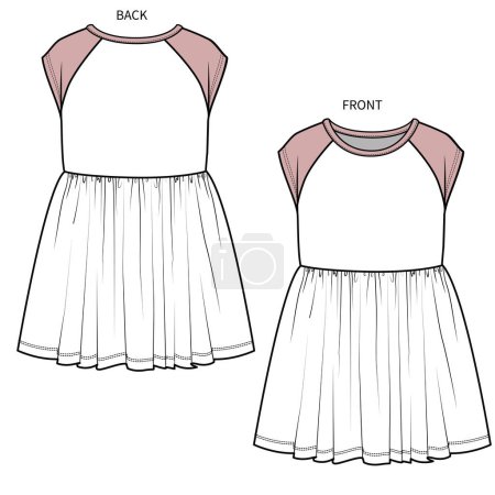 Ilustración de Vista frontal y trasera del vestido para niñas adolescentes y niñas en vector editable - Imagen libre de derechos
