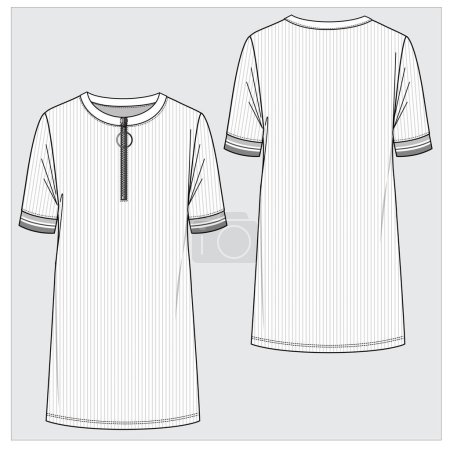 Illustration for Front and back view of dress for teen girls and kid girls in editable vector - Royalty Free Image