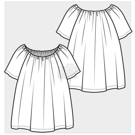 Illustration for Front and back view of top for kid girls and teen girls in editable vector file - Royalty Free Image