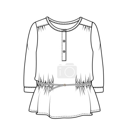 Ilustración de Boceto plano de las niñas tejida superior y túnica en archivo vectorial editable - Imagen libre de derechos