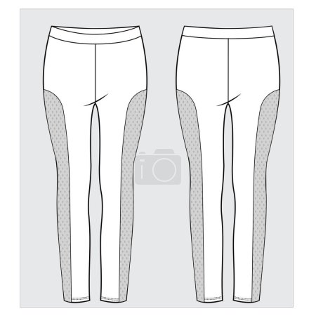 Illustration for Front and back view of  women pants  in editable vector - Royalty Free Image