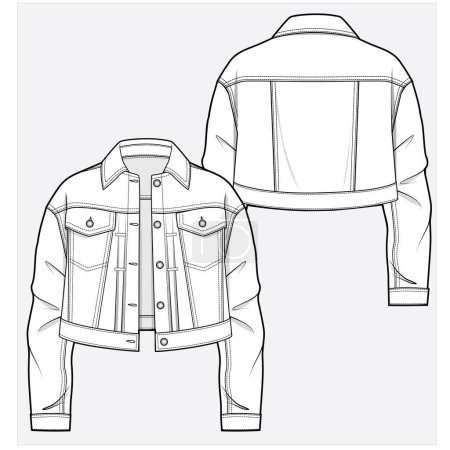 Ilustración de Vista frontal y trasera de la chaqueta para mujeres en vector editable - Imagen libre de derechos