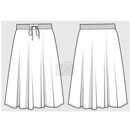 Illustration for Front and back view of  women skirt  in editable vector - Royalty Free Image