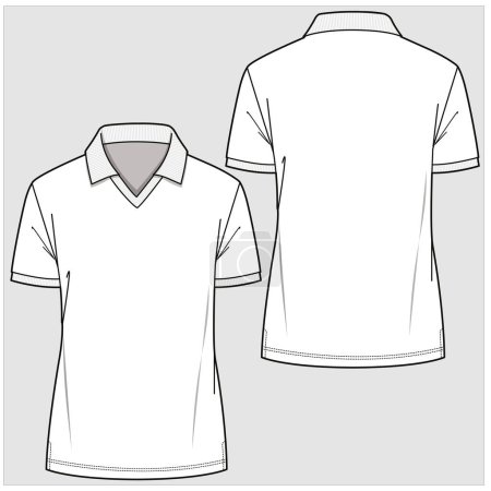 Illustration for Front and back view of   top for women in editable vector - Royalty Free Image
