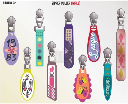 Illustration for Fashion design latest trend zipper slider and pullers - Royalty Free Image
