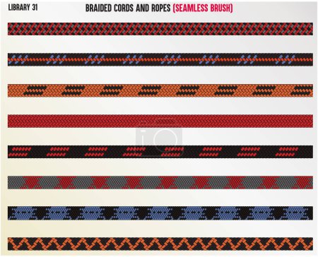 Illustration for Braided knitted woven pattern cords, rope, cable seamless brush - Royalty Free Image