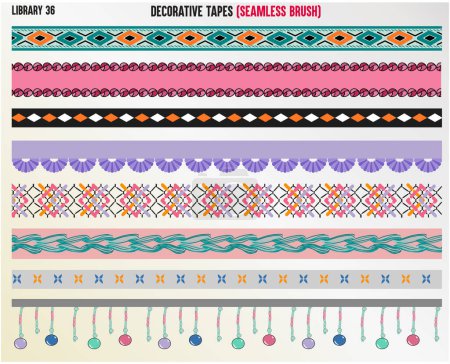 Illustration for Decorative twill tapes, seamless brush - Royalty Free Image