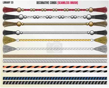 Téléchargez les illustrations : Tricoté tressé cordons de motif tissé, corde, câble brosse sans couture - en licence libre de droit