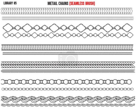 Ilustración de Conjunto de cadenas de metal brillante con diamantes y circonitas - Imagen libre de derechos