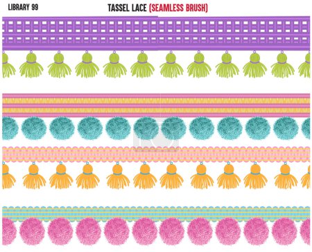 Illustration for Decorative tassel lace, seamless pattern - Royalty Free Image