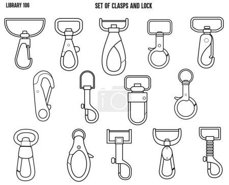 clasps, accesssories fastners, bags fastners, backpack fastners and lock flat sketch