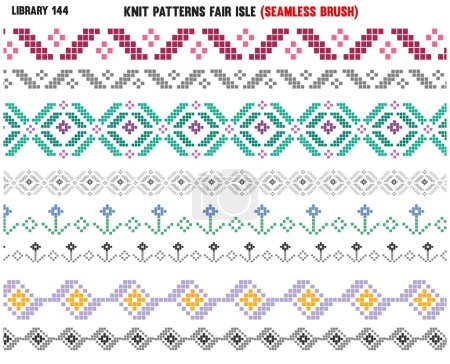 Illustration for Knit patterns of fair isle, seamless brush - Royalty Free Image