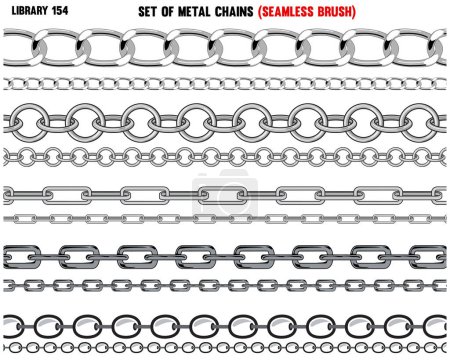 Illustration for Set of metal shiny chains with diamond and zircons - Royalty Free Image