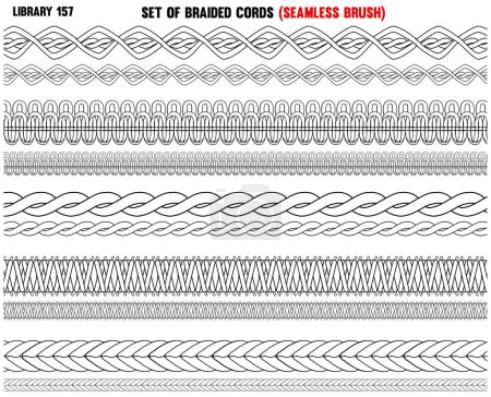 Téléchargez les illustrations : Tricoté tressé cordons de motif tissé, corde, brosse sans couture câble - en licence libre de droit