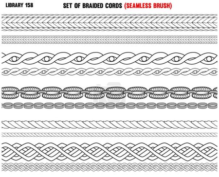 Téléchargez les illustrations : Tricoté tressé cordons de motif tissé, corde, brosse sans couture câble - en licence libre de droit