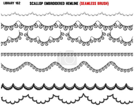 Illustration for Scallop embroidered hemline, seamless brush - Royalty Free Image