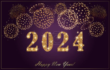 Téléchargez les illustrations : Bonne année 2024 souhaits et bannière de célébration - en licence libre de droit
