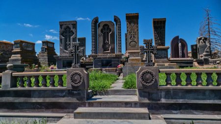 Photo for Famous traditional noratus khachkar cemetery in armenia - Royalty Free Image