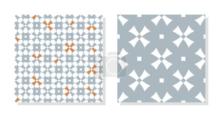 Foto de Conjunto de dos patrones decorativos geométricos abstractos sin costura - Imagen libre de derechos