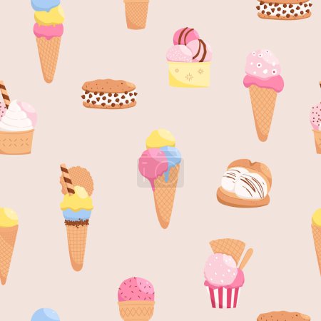Foto de Brillante helado vector patrón sin costura. Diseño colorido de la comida para el textil, tela, papel de embalaje, cubierta - Imagen libre de derechos