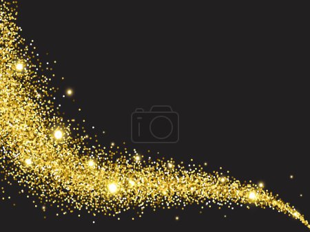 Illustration for Gold glittering stars dust trail sparkling particles - Royalty Free Image