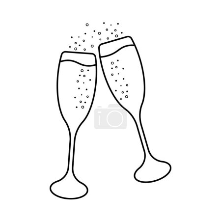 Téléchargez les illustrations : Deux verres de Champagne Silhouette - en licence libre de droit