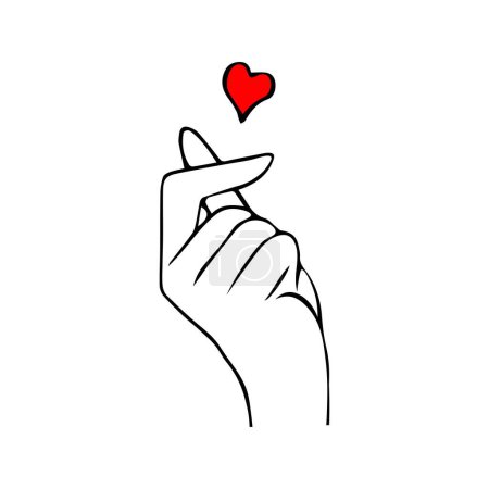 Illustration for Korean symbol hand heart, a message of love hand gesture. The hand folded into a heart symbol - Royalty Free Image