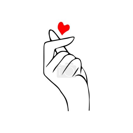 Illustration for Korean symbol hand heart, a message of love hand gesture. The hand folded into a heart symbol - Royalty Free Image