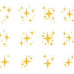 Yellow sparkles set, sparkling stars, shiny flashes of fireworks. Collection original stars