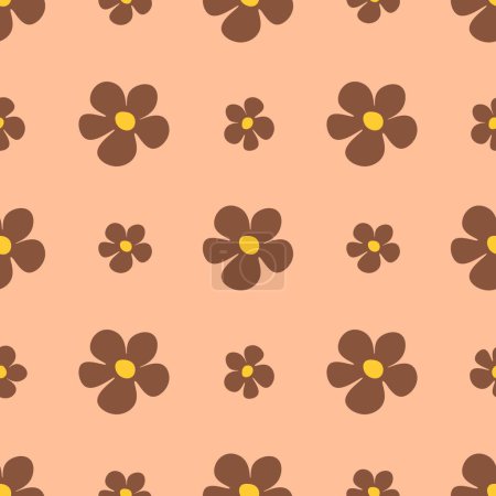 Illustration for Chamomile floral seamless pattern on Peach Fuzz background - Royalty Free Image