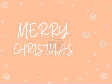 Illustration for Merry Christmas Greeting Card on Peach Fuzz background. Perfect for holiday and Christmas designs, cards, logo, decorations - Royalty Free Image