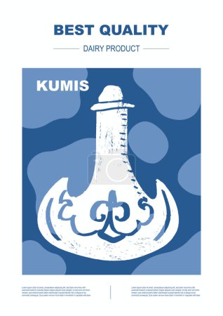 Illustration for Kumis. Dairy milk product. Abstract Vector Packaging Design Layouts Bundle. Modern Typography Banners with cow pattern. Hand Drawn vector. - Royalty Free Image