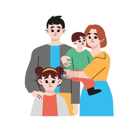 Téléchargez les illustrations : Double-income, child-rearing household. Family, flat drawn style vector design illustrations. - en licence libre de droit