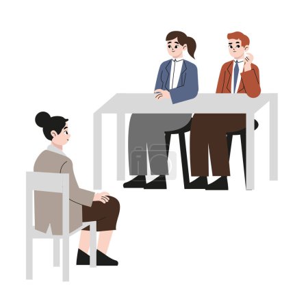 Illustration for New graduates men and women who challenge interviews with personnel personnel. Flat drawn style vector design illustrations. - Royalty Free Image