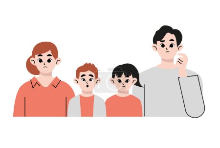 Illustration for Young families, embarrassed facial expressions. Flat drawn style vector design illustrations. - Royalty Free Image