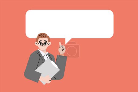 Illustration for A man who sees and explain the whiteboard. Flat vector illustration isolated on white background - Royalty Free Image