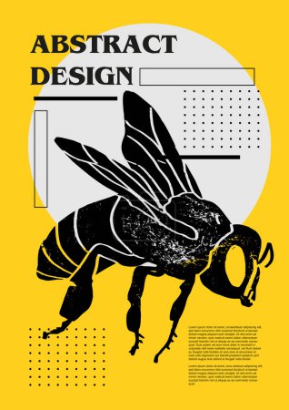 Illustration for Bee. Vector poster with insects. Engraving illustrations and typography. Background images for cover, banner - Royalty Free Image